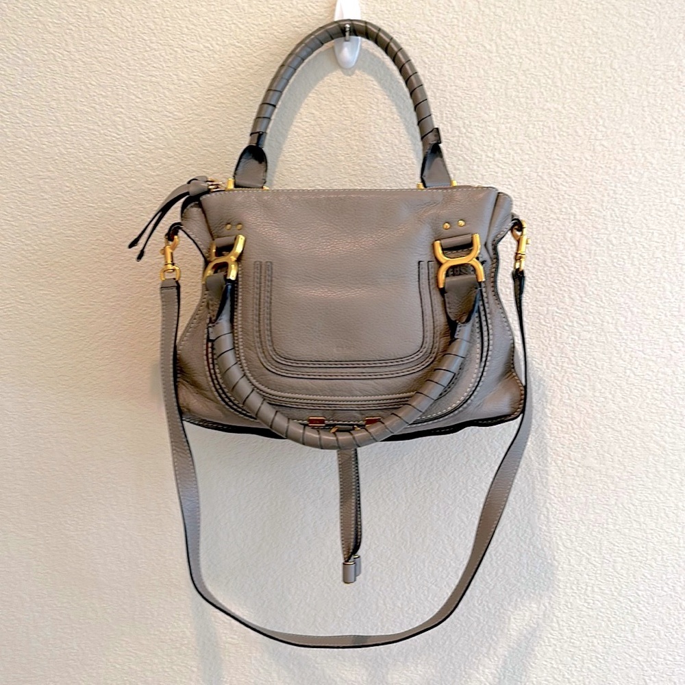 100% Authentic Chloe Medium Marcie Satchel in Cashmere Grey
